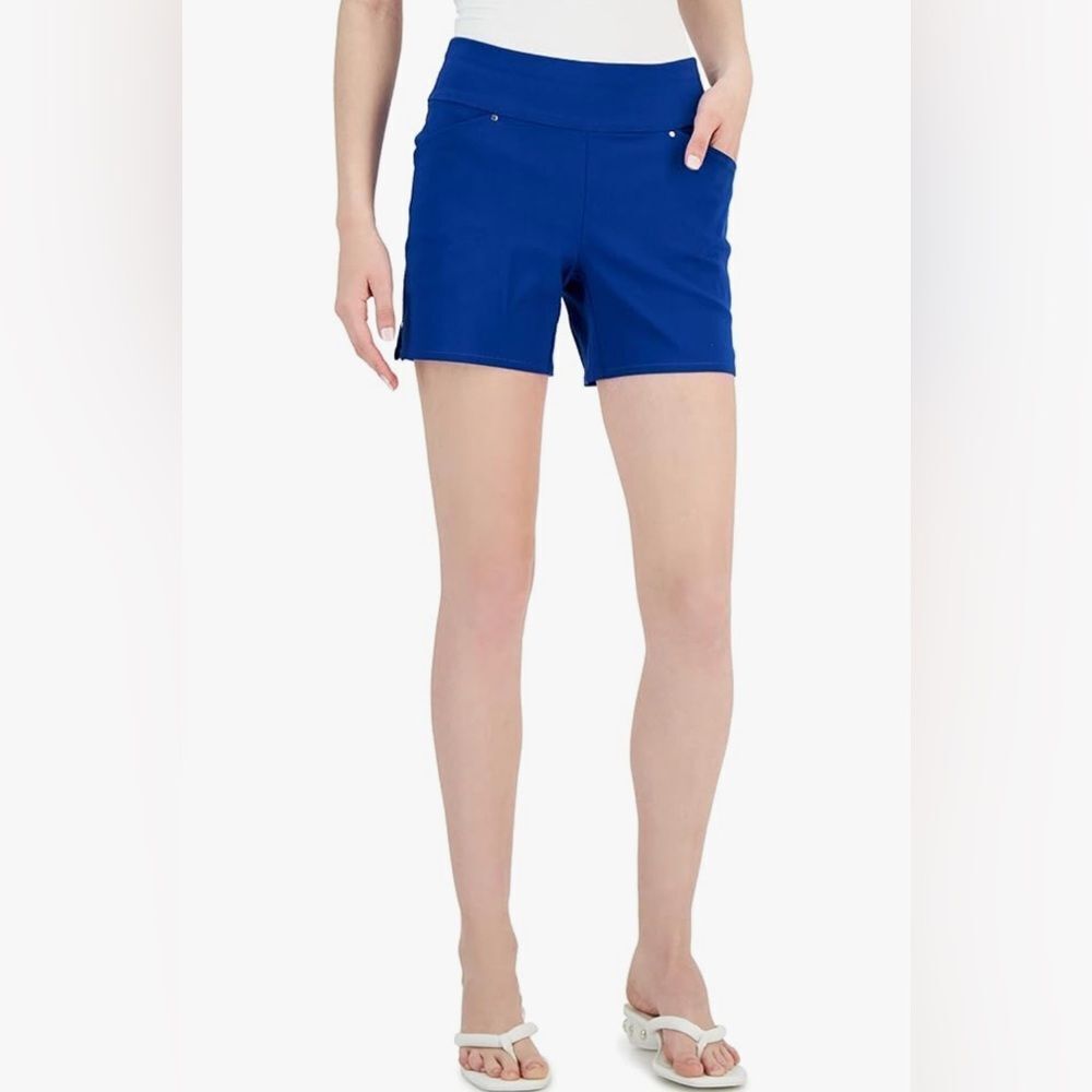 INC Mid Rise Pull On Shorts Blue Size 8 EUC